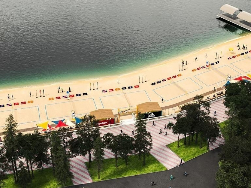 На Центральном пляже Геленджика сооружают спортивный комплекс пляжных видов спорта